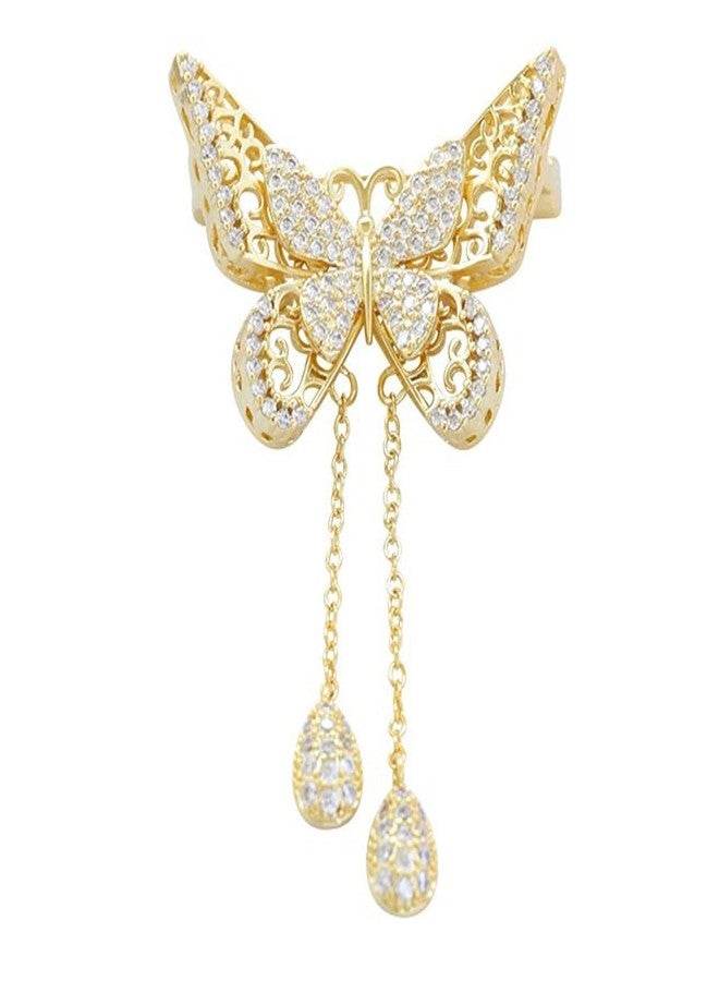 IS4U Vintage Butterfly Brooch,Dainty Crystal Rhinestones Hollow Out Butterfly Lapel Pins Dainty Scarf Clothing Brooch Pin Accessories for Women (Gold) - Image 1